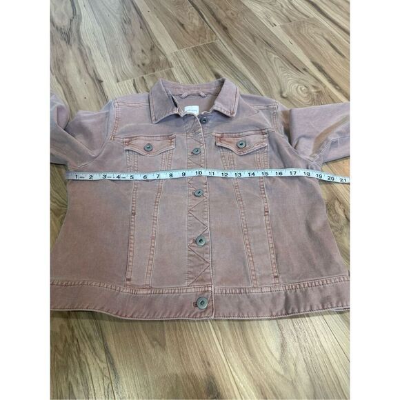J Jill Denim Jean Jacket Womens Pink Button Up Trucker Stretch Pockets Sz SP - Picture 8 of 9